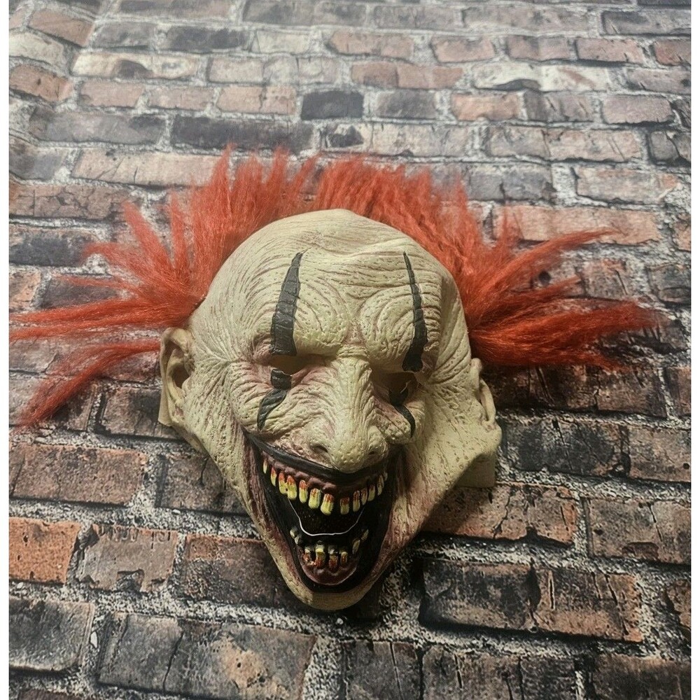 Killer Scary Clown Halloween Mask Wicked Full Head Big Mouth Kids Size Medium